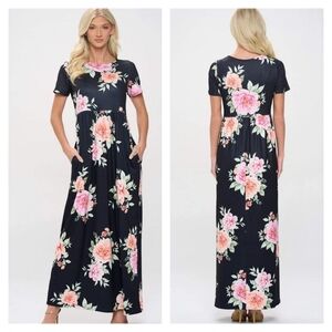 New P & Rose Black Floral Maxi